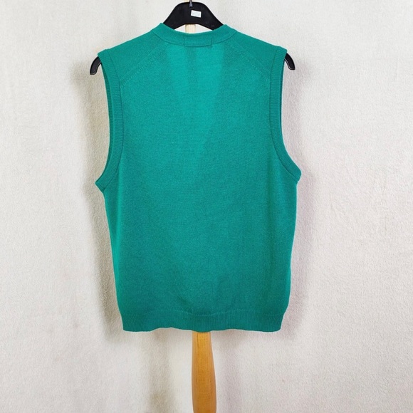 Vintage St Michael M&S Men's Green Wool Button Up Vest Embroidered Golfer Size M - Picture 2 of 4